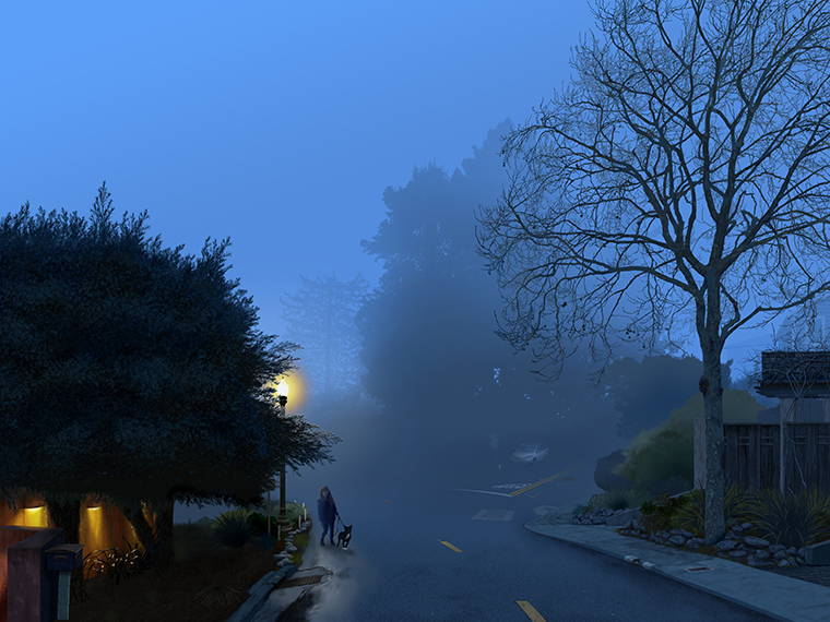 Evening Fog on the Corner