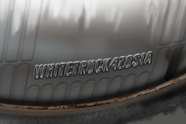Dedication detail in the headlight